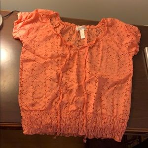 Lace light tangerine top. Great for spring